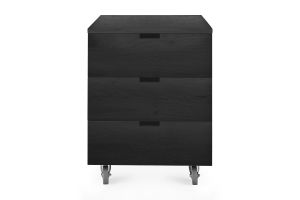 ETHNICRAFT BILLY LADEKAST | ZWART GEKLEURD EIKEN 50X56X66 | 3 ZACHTSLUITENDE LADES