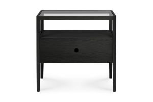 ETHNICRAFT SPINDLE NACHTKASTJE | ZWART EIKEN | 1 LADE | 55X35X52