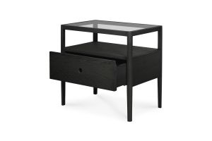 ETHNICRAFT SPINDLE NACHTKASTJE | ZWART EIKEN | 1 LADE | 55X35X52