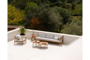 ETHNICRAFT JACK OUTDOOR BANK TEAK | OF WHITE KUSSEN | ZITHOOGTE 40 CM | 3-ZITS | 265X90X73