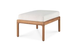 ETHNICRAFT JACK OUTDOOR VOETENBANK TEAK | OFF WHITE KUSSEN | ZITHOOGTE 40 CM | 71X54X40