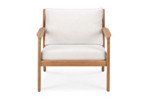 ETHNICRAFT JACK OUTDOOR LOUNGE STOEL TEAK | OFF WHITE KUSSEN | ZITHOOGTE 40 CM | 76X90X73
