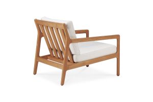 ETHNICRAFT JACK OUTDOOR LOUNGE STOEL TEAK | OFF WHITE KUSSEN | ZITHOOGTE 40 CM | 76X90X73