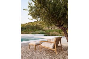 ETHNICRAFT JACK OUTDOOR LOUNGE STOEL TEAK | OFF WHITE KUSSEN | ZITHOOGTE 40 CM | 76X90X73