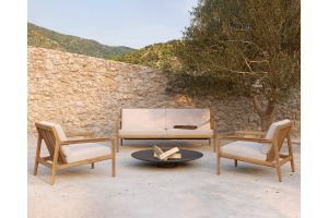 ETHNICRAFT JACK OUTDOOR LOUNGE STOEL TEAK | OFF WHITE KUSSEN | ZITHOOGTE 40 CM | 76X90X73