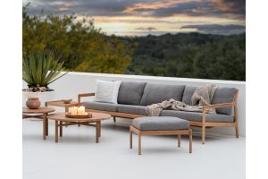 ETHNICRAFT JACK OUTDOOR BANK TEAK | MOCHA KUSSEN | 3-ZITS | ZITHOOGTE  40 CM | 265X90X73