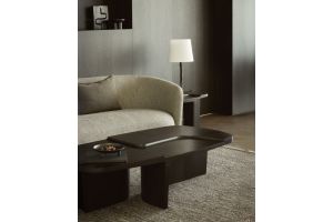 BRUTALIST COFFEE TABLE - VARNISHED MAHOGANY - ROSE BROWN - RECTANGULAR 143 X 75 X 37 