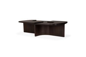BRUTALIST COFFEE TABLE - VARNISHED MAHOGANY - ROSE BROWN - RECTANGULAR 143 X 75 X 37 