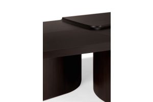 BRUTALIST COFFEE TABLE - VARNISHED MAHOGANY - ROSE BROWN - RECTANGULAR 143 X 75 X 37 