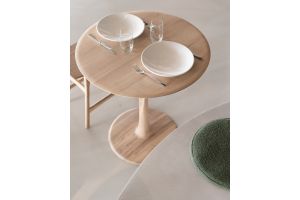 ETHNICRAFT OAK TORSION ROUND LOW DINING TABLE 90x90x76