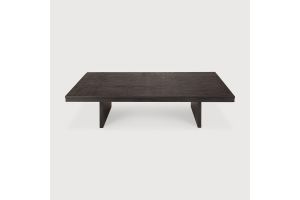 GROOVES COFFEE TABLE - VARNISHED TEAK - OFF BLACK - RECTANGULAR 140 x 110 x 34	     12256