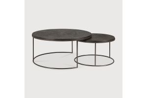 NESTING COFFEE TABLE - VARNISHED MINERALS - RAY UMBER - ROUND - SET OF 2 61/90 x 61/90 x 36/25915