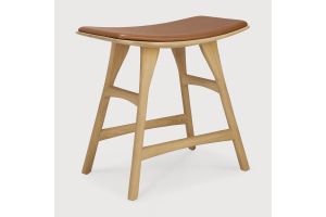 OSSO STOOL - VARNISHED OAK - COGNAC LEATHER 50 x 33 x 51	53047