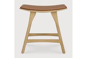 OSSO STOOL - VARNISHED OAK - COGNAC LEATHER 50 x 33 x 51	53047