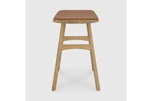 OSSO STOOL - VARNISHED OAK - COGNAC LEATHER 50 x 33 x 51	53047