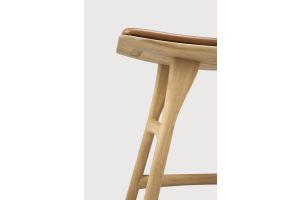 OSSO STOOL - VARNISHED OAK - COGNAC LEATHER 50 x 33 x 51	53047