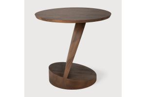 OBLIC SIDE TABLE - VARNISHED TEAK - BROWN - ROUND 