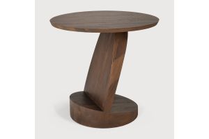 OBLIC SIDE TABLE - VARNISHED TEAK - BROWN - ROUND 