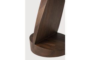 OBLIC SIDE TABLE - VARNISHED TEAK - BROWN - ROUND 