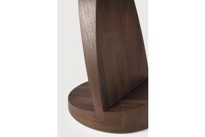 OBLIC SIDE TABLE - VARNISHED TEAK - BROWN - ROUND 