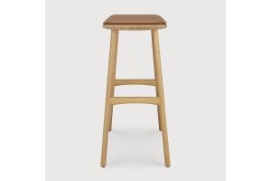 OSSO COUNTER STOOL - VARNISHED OAK - COGNAC LEATHER 57 x 33 x 69	