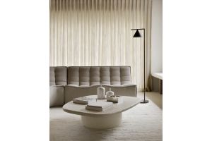 ELEMENTS COFFEE TABLE - VARNISHED MICROCEMENT - OFF WHITE - PEBBLE SHAPE 134 x 96 x 30