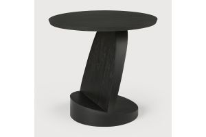 OBLIC SIDE TABLE - VARNISHED TEAK - BROWN - ROUND 