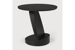 OBLIC SIDE TABLE - VARNISHED TEAK - BROWN - ROUND 