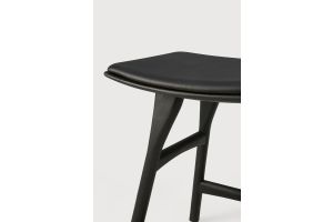 OSSO STOOL - VARNISHED OAK - BLACK - BLACK LEATHER 50 x 33 x 51	53048