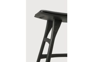 OSSO STOOL - VARNISHED OAK - BLACK - BLACK LEATHER 50 x 33 x 51	53048