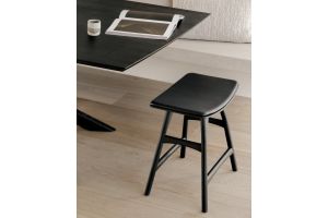 OSSO STOOL - VARNISHED OAK - BLACK - BLACK LEATHER 50 x 33 x 51	53048