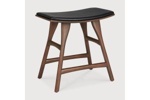 OSSO STOOL - VARNISHED OAK - BROWN - BLACK LEATHER