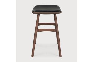 OSSO STOOL - VARNISHED OAK - BROWN - BLACK LEATHER