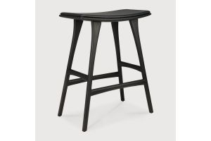 OSSO COUNTER STOOL - VARNISHED OAK - BLACK - BLACK LEATHER 57 x 33 x 69	53051