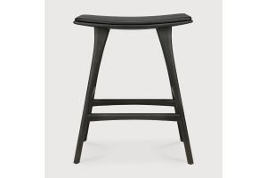 OSSO COUNTER STOOL - VARNISHED OAK - BLACK - BLACK LEATHER 57 x 33 x 69	53051