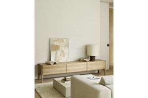 PI TV CUPBOARD - OAK - 1 FLIP-DOWN DOOR - 2 DRAWER 242 x 45 x 53	  51345