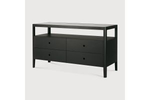 SPINDLE DRESSER - VARNISHED OAK - BLACK - 4 DRAWERS 150 x 56 x 83	51240