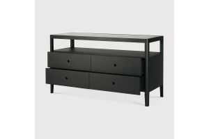 SPINDLE DRESSER - VARNISHED OAK - BLACK - 4 DRAWERS 150 x 56 x 83	51240