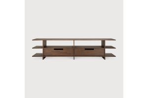 KABUKI TV CUPBOARD - VARNISHED TEAK - BROWN - 2 DRAWERS  200 x 45 x 48	10792