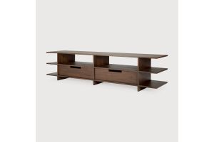 KABUKI TV CUPBOARD - VARNISHED TEAK - BROWN - 2 DRAWERS  200 x 45 x 48	10792