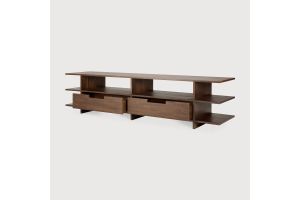 KABUKI TV CUPBOARD - VARNISHED TEAK - BROWN - 2 DRAWERS  200 x 45 x 48	10792