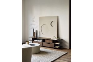 KABUKI TV CUPBOARD - VARNISHED TEAK - BROWN - 2 DRAWERS  200 x 45 x 48	10792