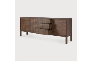 SONO SIDEBOARD - VARNISHED TEAK - LIGHT BROWN - 3 DOORS - 3 DRAWERS 228 x 48 x 87	15347