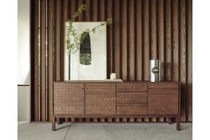 SONO SIDEBOARD - VARNISHED TEAK - LIGHT BROWN - 3 DOORS - 3 DRAWERS 228 x 48 x 87	15347