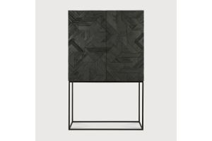 GRAPHIC CUPBOARD - VARNISHED TEAK - BLACK - 2 DOOR