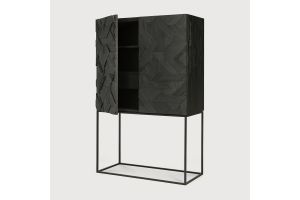 GRAPHIC CUPBOARD - VARNISHED TEAK - BLACK - 2 DOOR