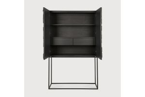 GRAPHIC CUPBOARD - VARNISHED TEAK - BLACK - 2 DOOR