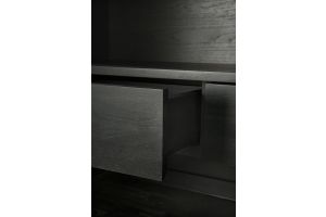GRAPHIC CUPBOARD - VARNISHED TEAK - BLACK - 2 DOOR