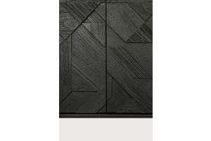 GRAPHIC CUPBOARD - VARNISHED TEAK - BLACK - 2 DOOR