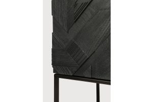 GRAPHIC CUPBOARD - VARNISHED TEAK - BLACK - 2 DOOR